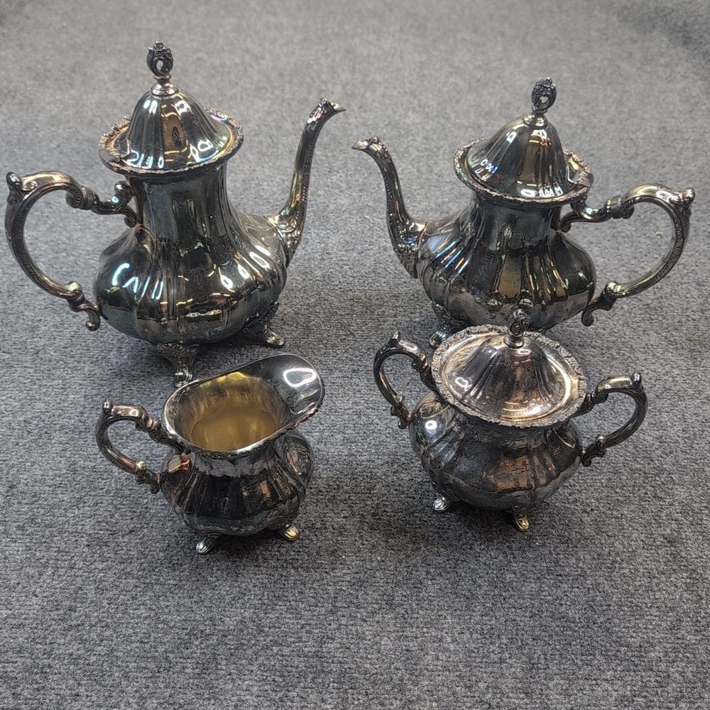 Towle Grand Duchess‎ Silver Plate Tea Coffee Service Set Creamer Sugar Vintage